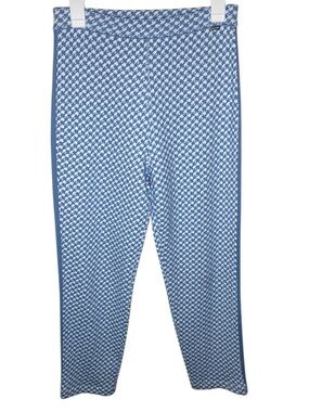 ST. JOHN Blue White Houndstooth Knit Pants